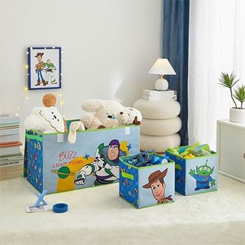 Disney Toy Story 3 Piece Room Solution Storage Set with Collapsible Storage Trunk and 2 Storage Cubes