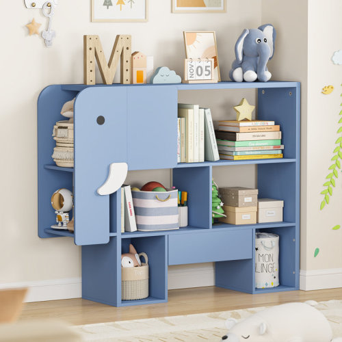 Indigo Safari 41.73"W Kids Elephant Cube Bookcase Toy Storage Organizers & Reviews | Wayfair