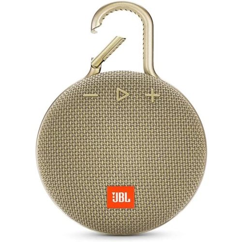 JBL Clip 3, Desert Sand - Waterproof, Durable & Portable Bluetooth Speaker - Up to 10 Hours of Play - Includes Noise-Cancelling Speakerphone & Wireless Streaming