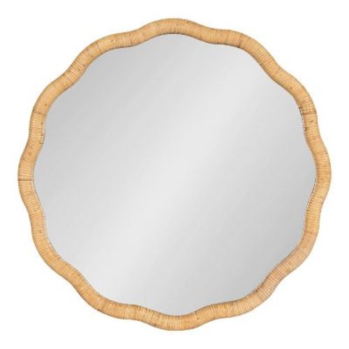 Kate & Laurel All Things Decor 26"x26" Rahfy Scallop Framed Wall Mirror Natural: Bohemian Style, No Assembly Required