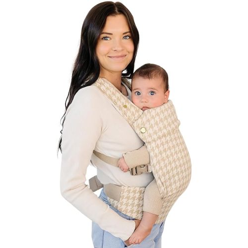 Ava & Oliver Essential Baby Carrier – Ergonomic, Hip-Healthy Soft Structured Carrier for Infants & Toddlers (7–35lbs) - Front and Back Carry, Breathable Fabric, Stylish & Lightweight (Houndstooth)