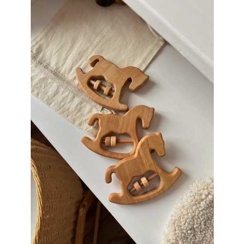 The first rattle for the newborn from natural materials | Montessori | wooden rattle horse | gift for baby shower| pregnancy