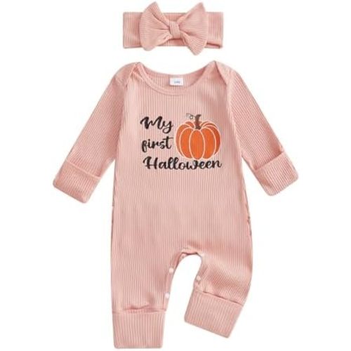 My First Halloween Baby Girl Outfit Cutest Pumpkin Onesie Long Sleeve Romper Jumpsuit Newborn Girl Outfits Clothes