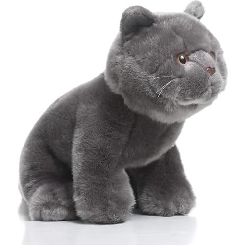 TAMMYFLYFLY Lifelike British Shorthair Cat Plush Stuffed Animal Toy British Shorthair Cat Animal Model 32cm