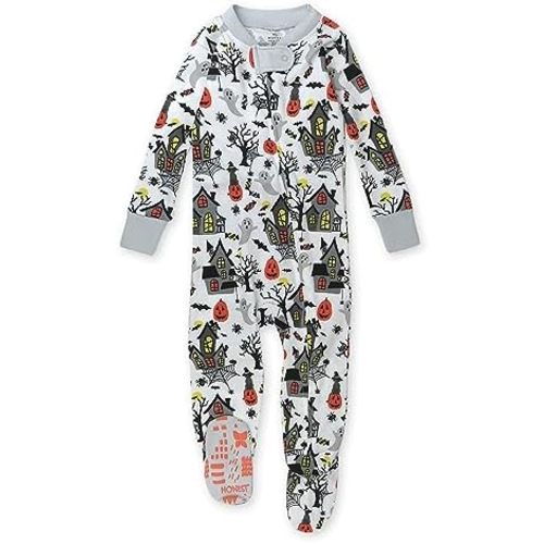 HonestBaby Celebration Non-slip Footed Pajamas One-piece Sleeper Zip-front Pjs 100% Organic Cotton