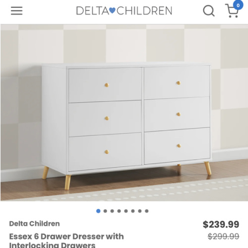 Essex 6 Drawer Dresser with Interlocking Drawers | Delta Children