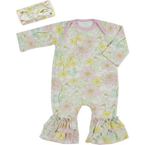 Ruffle Romper & Head Wrap Set, 3-6M