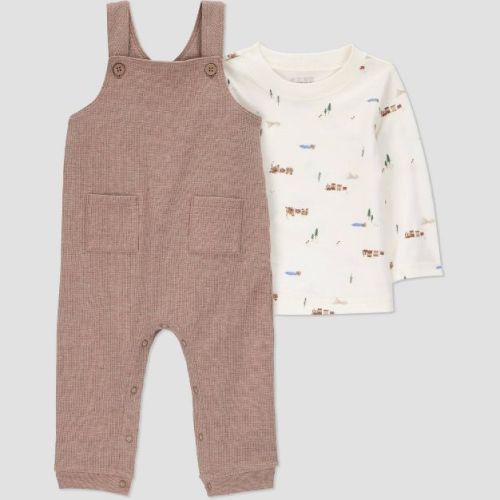 Carter's Just One You® Baby Boys' 2pc Overalls Set - Brown 6M