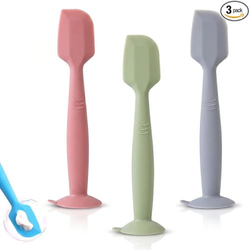 babove Baby Diaper Cream Spatula Applicator 3 Pack Butt Paste Spatula Soft Silicone,Diaper Rash Cream Applicator, Baby Essentials Must Haves Newborn Stuff (Red Green Grey)