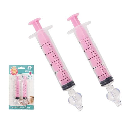 lixiao Baby Nose Sucker - 2PCS Professional Nasal Syringe with Cleanable, Reusable Silicone Tip for Irrigation, Spray, Hygiene (Pink)