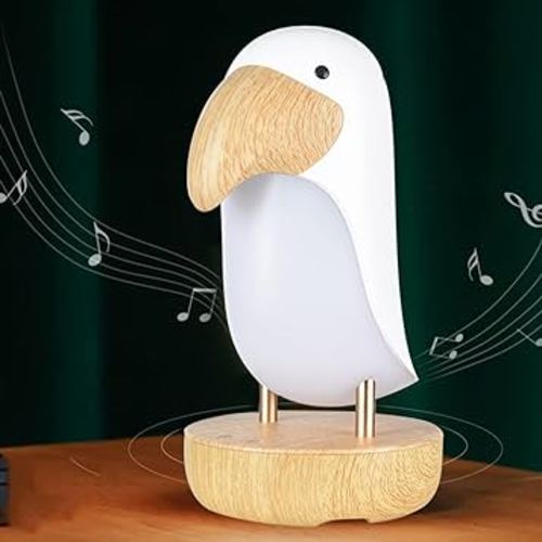 Toucan Bird Night Light, Cute White Toucan Bird Table Light, Adjustable in Three Modes, Decor Night Light for Children's Bedroom Study, Office, Living Room (Sound Box Version)