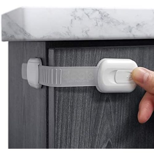 Child Safety Strap Locks (4 Pack) for Fridge, Cabinets, Drawers, Dishwasher, Toilet, 3M Adhesive No Drilling - Jool Baby
