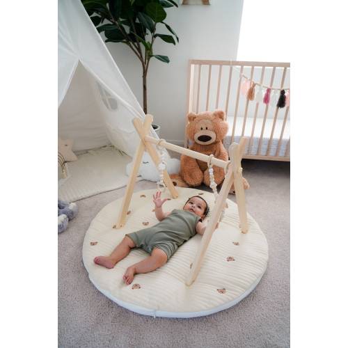 Round Bear Play Mat, Machine Washable, 36 Inches, Padded Floor Mat, Room Decor, Baby Tummy Time Mat (Bear) by Celeste Baby Essentials