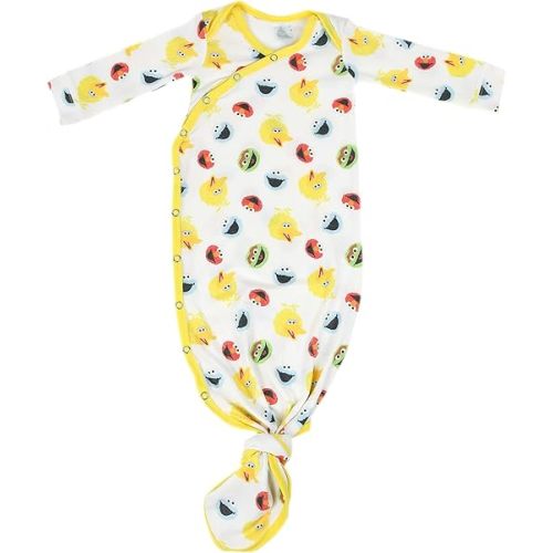 Copper Pearl Baby Gown - Knotted Newborn Sleepers for Baby Boy, Girl, Soft Stretchy Long Sleeve Infant Gowns with Bottom Tie and Hand Mittens, Perfect Hospital Coming Home Outfit (Sesame Scribbles)