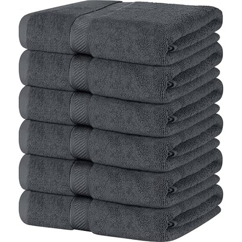 Utopia Towels 6 Pack Medium Bath Towel Set, 24 by 48 Inches, 500 GSM 100% Ring Spun Cotton, Lightweight and Highly Absorbent Quick Drying Premium Towels for Hotel, Spa and Bathroom, Grey