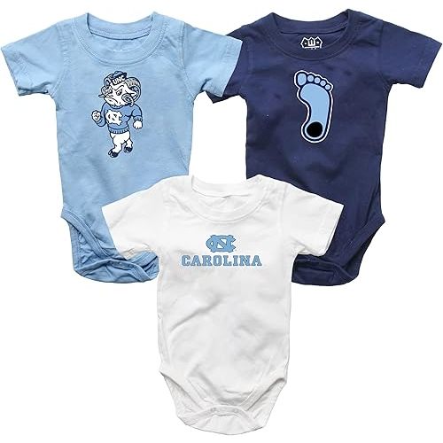 Wes and Willy Baby College Team 3 Pack of Cotton Rompers