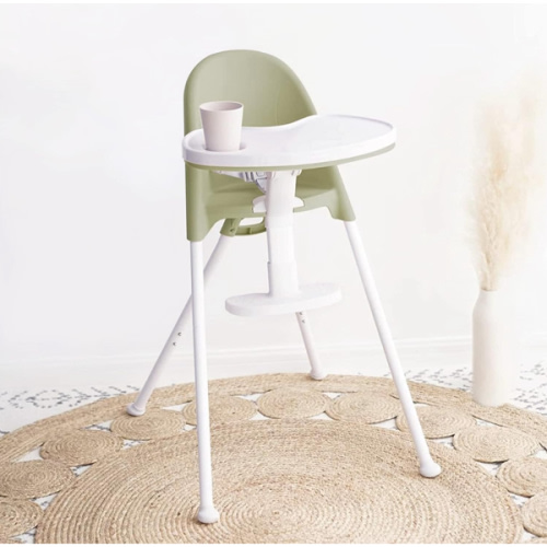 Funny Supply 3-in-1 Cute Folding High Chair, Perfect Modern Space Saving Highchair with Detachable Double Tray, 3-Point Harness, Green