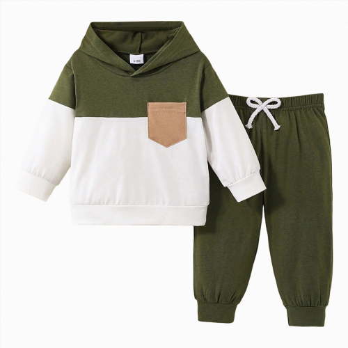 HCNTES Toddler Baby Boy Fall Winter Clothes 2-Piece Long Sleeve Top and Jogger Pant Set for Boys(gra-AG,6-9 Months)