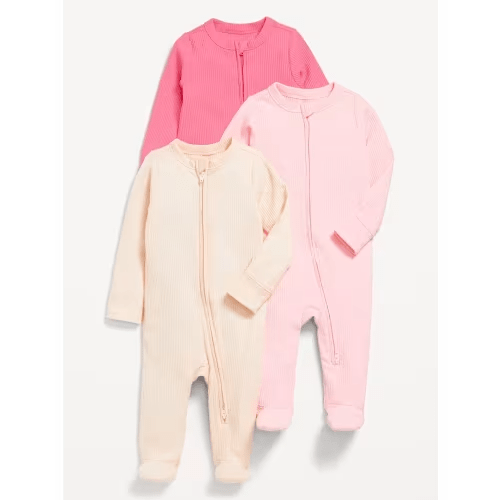 2-Way-Zip Sleep & Play Footed One-Piece 3-Pack for Baby