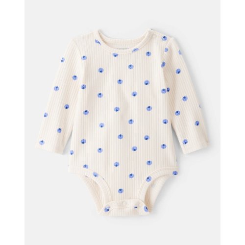 Baby Girl Blueberry Print Long-Sleeve Fashion Bodysuit - Ivory - Carter's | Carter's