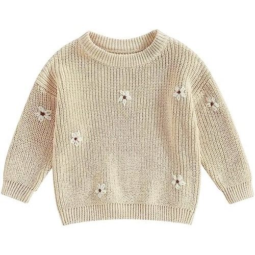 Mubineo Baby Girl Winter Clothes Cute Flower Sweater Crewneck Pullover Long Sleeve Knit Newborn Infant Sweaters
