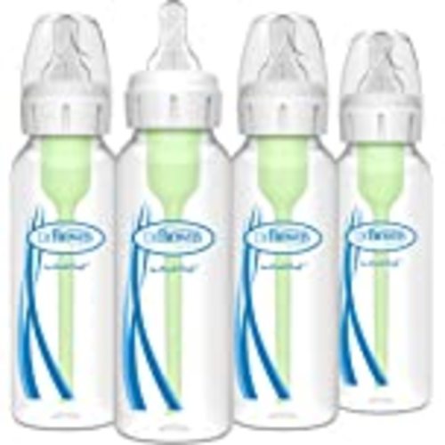 Dr. Brown’s Natural Flow® Anti-Colic Options+™ Narrow Baby Bottles 8 oz/250 mL, with Level 1 Slow Flow Nipple, 4 Pack, 0m+ - 4 Pack, 8oz, Clear