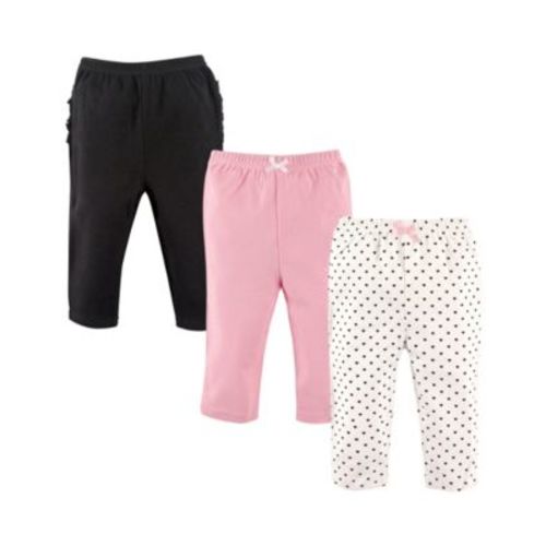 Baby Girls Hudson Cotton Pants 3pk, Pink Navy, 3-6 Months