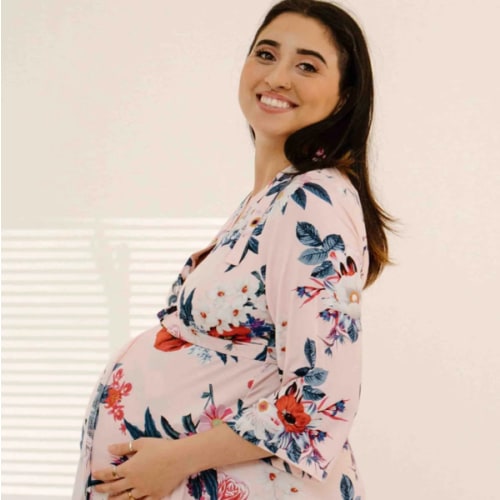 Lila Labor & Postpartum Gown in Blush Floral