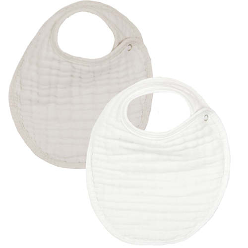 Cloud Muslin™ Bib 2 Pack - White + Grey