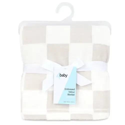 4Baby Blanket Burnout Checkerboard Natural | Baby Bunting AU