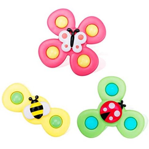 Suction Toys for Baby, 3PC Baby Bath Toys with Rotation Suction Cup for Baby Dining Table/Bathing/Travelling