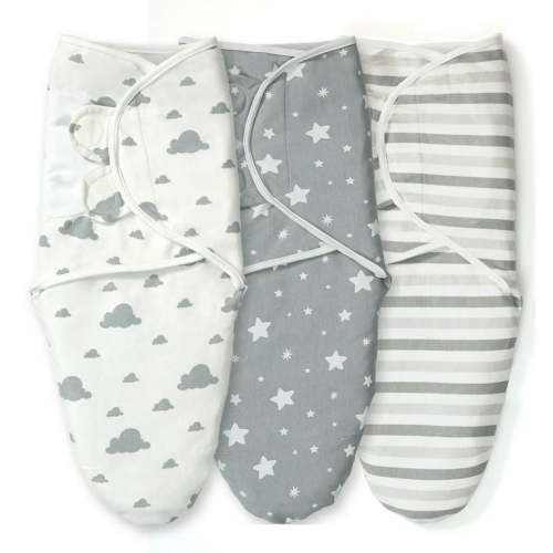 IR Imperial Rooms 3 Piece Newborn Baby Swaddle Wrap Blanket Sleep Sack 0-3 Months for Grey Unisex