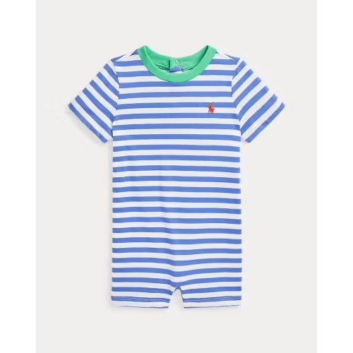 Ralph Lauren — Striped Cotton Jersey Shortall (Blue)
