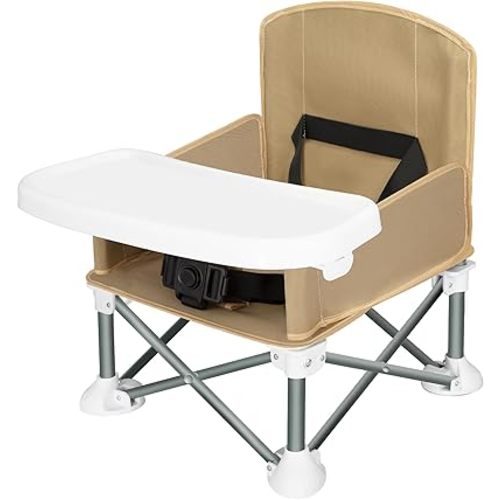 Portable Toddler Booster Seat - Easy-Fold Eating Lawn Camping Chair for Indoor and Outdoor Adventures (Khaki)