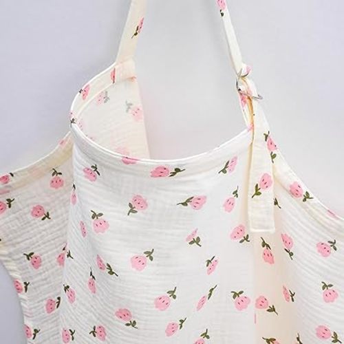 Muslin Nursing Covers Soft Breathable Baby Nursing Scarf with Arch Neckline Privacy Breast Feeding Breastfeeding Cover up NursingApron Stroller Covers for Breastfeeding Baby Mom