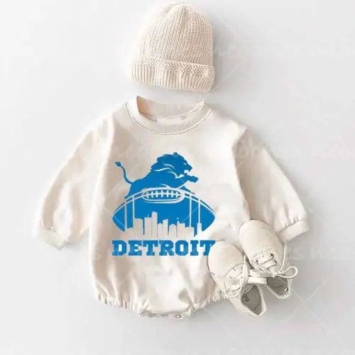 Baby Detroit lions Romper and Adult Sweatshirt