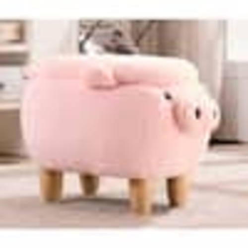 Home 2 Office Pink Pig Fabric Polyester Upholstered Animal Storage Kids Ottoman HO-W09-00029