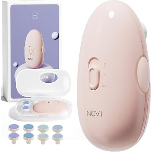 NCVI Baby Nail Trimmer Electric, Baby Nail File, Safe Baby Nail Clippers, Trim and Polish Set for Newborn Baby Infant Toddler Kids, Fingernails Care, Grooming & Manicure kit, 8 Grinding Heads, Pink