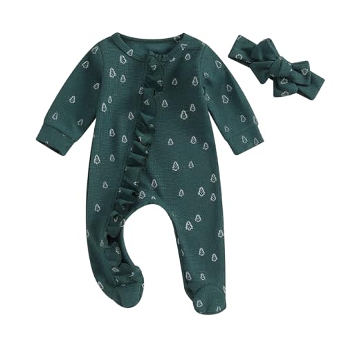 YINGISFITM Baby 3 6 Months Girl Clothes Newborn Onesie Ruffle Long Sleeve Ribbed Romper Jumpsuit One Piece Hospital Outfit