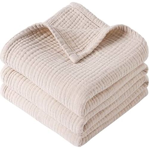 Muslin Baby Blanket for Boys and Girls, Cotton Receiving Swaddle Crib Blanket for Neutral Newborn - Soft & Breathable Baby Quilt - 47"*47" (Fog)