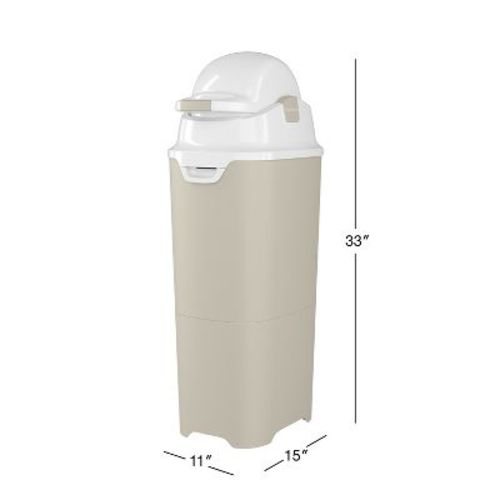 Foundations Tall Diaper Pail with Airtight Lid - Durable & Odorless Diaper Disposal, Holds up to 60 Newborn Diapers, Refill With Any Bags - Sand