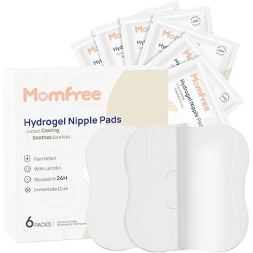 Hydrogel Nipple Gel Pads for Breastfeeding: Soothing Nursing Pads Reusable Instant Cooling Relief | Promotes Healing Irritated Nipples - 6 Packs(12 Count)