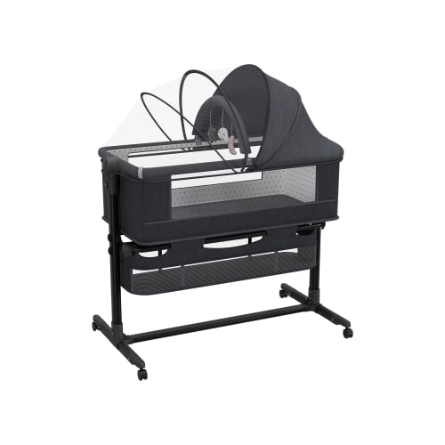 MotionGrey Blessy 5-in-1 Baby Bassinet with Wheels & Lock 2-Height Adjustable Foldable Co-Sleeper Crib, Rocking & Incline Modes, Baby Chair Storage, Mosquito Net & Washable Cover