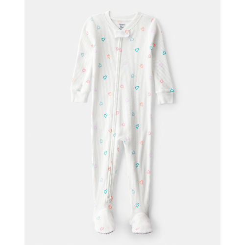 Baby Girl Heart Cotton Snug Fit 2-Way Zip Footie 1-Piece Pajamas - White - Carter's | Carter's