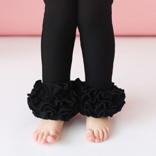 Girls Black Rib Cha-cha Leggings - Posh Peanut