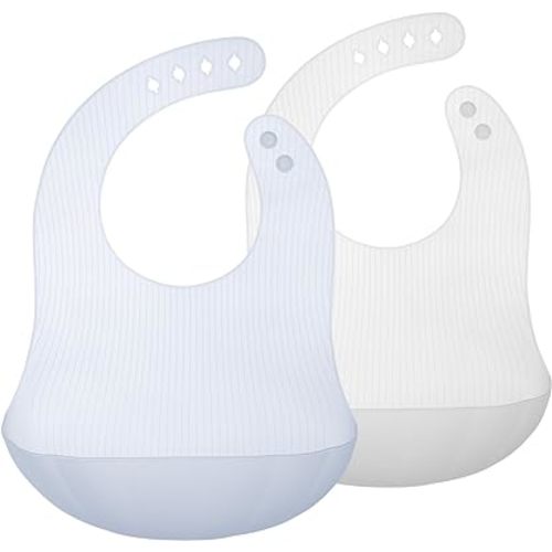 Olababy Fold N Go Silicone Baby Bib w Travel Case | Lightweight Design Eases Pressure Bruising for Infants & Toddlers