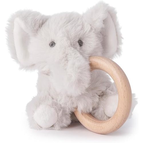 Elegant Baby Plush Teething Elephant Toy for Babies, Luxury Soft Material, Hand Embroidered Details, Soothing Rattle Sound