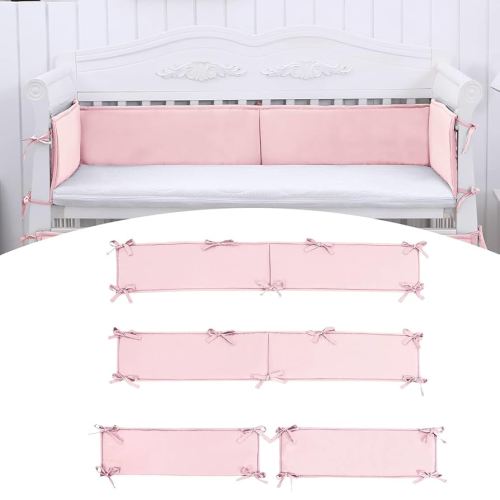 Baby Padded Cushioned Liners Crib Anticollision Pads, 4 Insides Breathable Cushioned Pads for Boys Girls (YY-Pink)