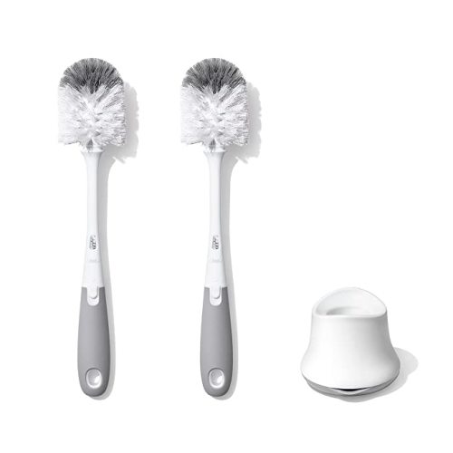 OXO Tot Bottle Brush with Nipple Cleaner and Stand – Gray, 2-Pack - Gray 2-pack