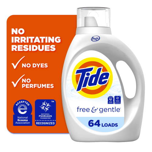 Tide Free & Gentle Liquid Laundry Detergent, 64 Loads, 84 fl oz